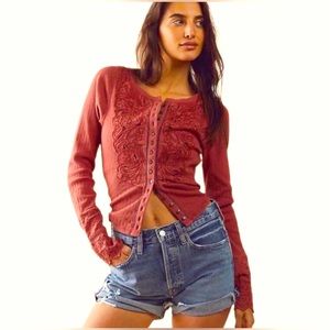 NWT FREE PEOPLE Sidelines Top Rose